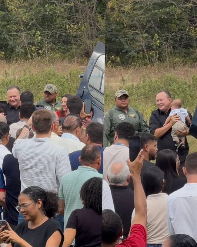 Chegada de Amanda Gentil e André Fufuca em helicóptero com Carlos Brandão a Caxias evidencia candidatos do governador no município
